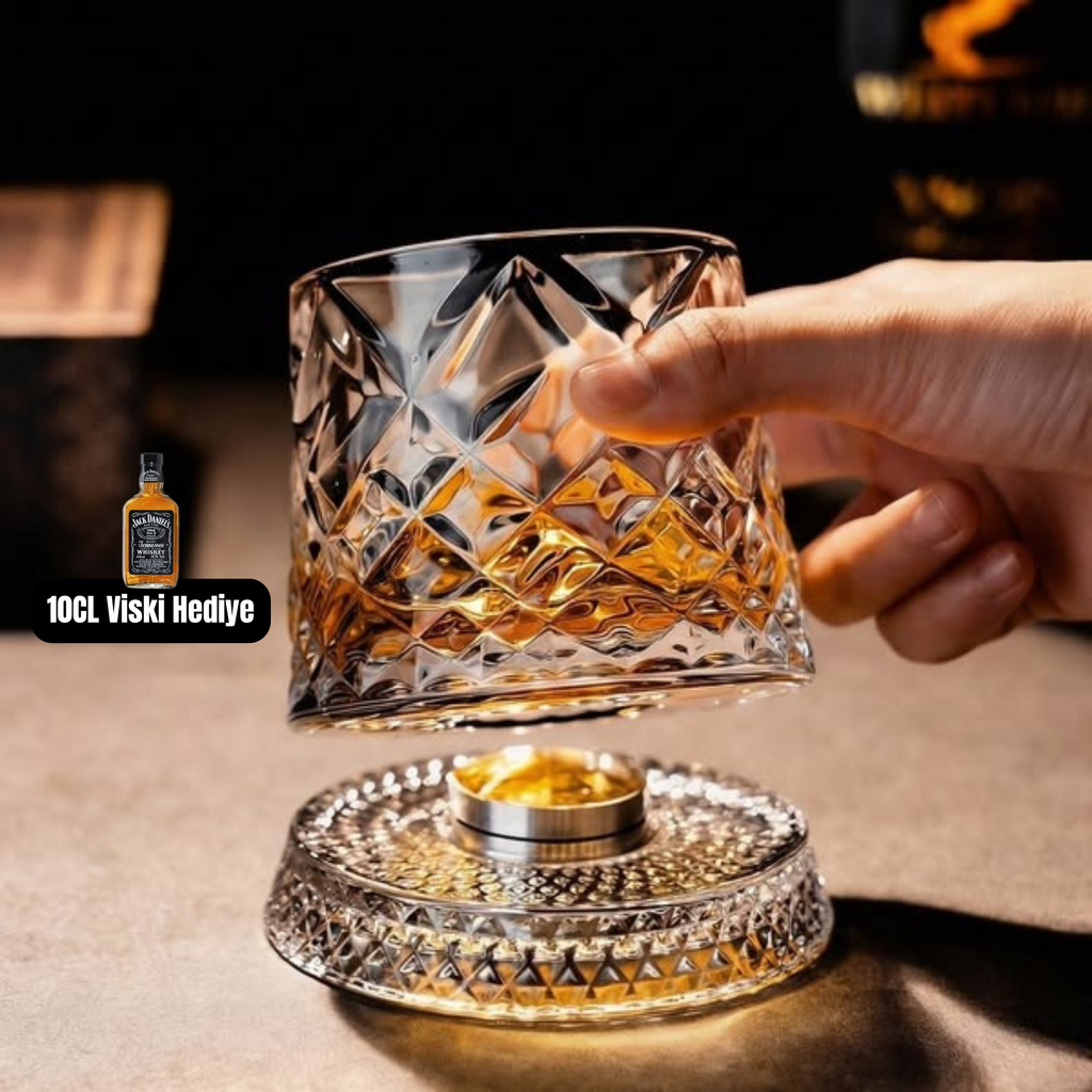 360° Dönen Premium Viski Bardağı